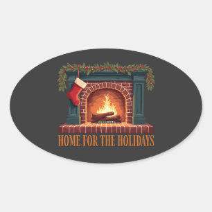 Home for the Holidays: Enjoy Christmas warmth Oval Sticker