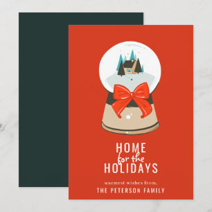 Home for the Holidays Illustrated Snow Globe Holiday Card