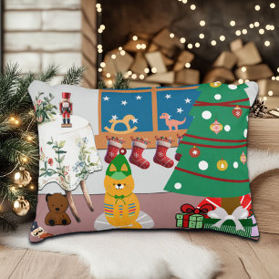 Home for the Holidays Illustration Decorative Cushion