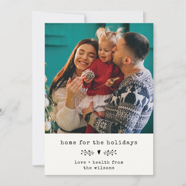 Home for the Holidays Modern Simple Minimal Photo Holiday Card (Front)