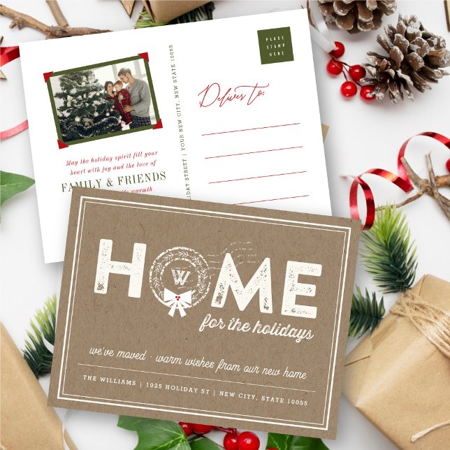 Home For The Holidays Monogram Moving Announcement (Creator Uploaded)