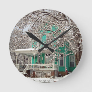 Home for the Holidays Round Clock