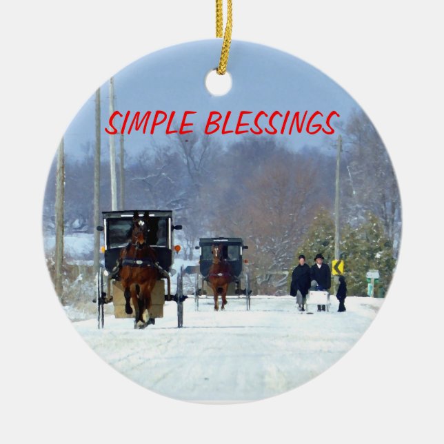 Home From Church on Christmas Day Ceramic Ornament (Front)