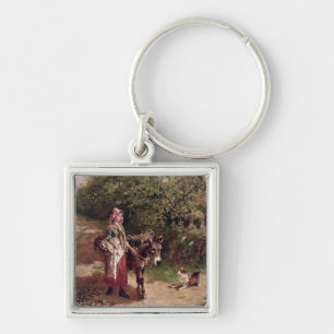 Home from Market (oil on canvas) Key Ring
