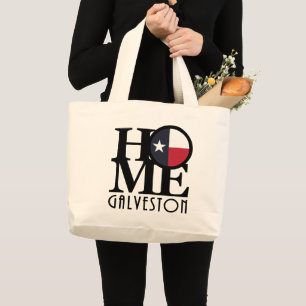 HOME Galveston Texas Large Tote Bag
