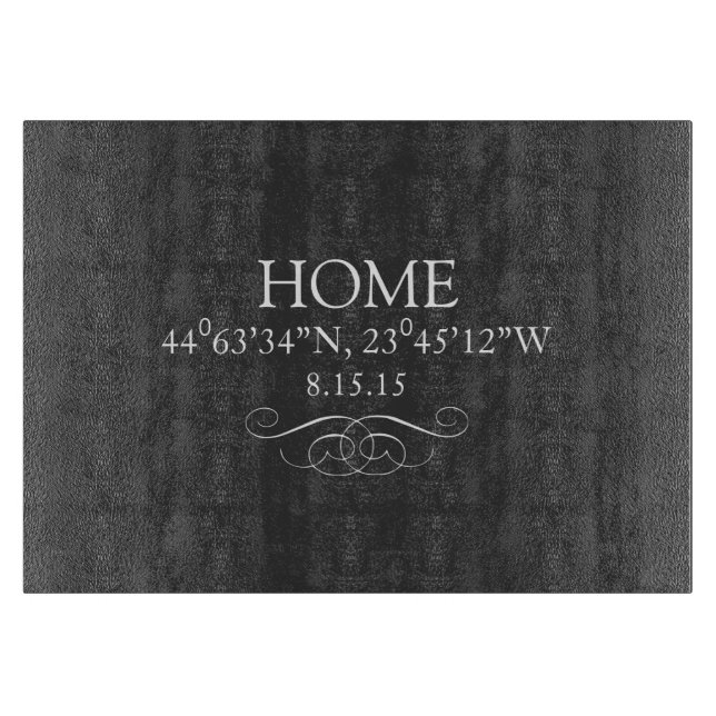 HOME GPS Coordinate Glass Cutting Board (Front)