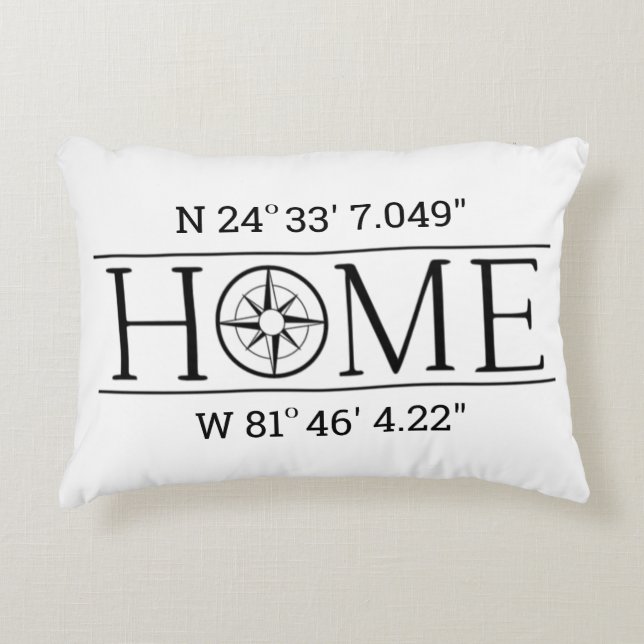 Home GPS Coordinates Accent Pillow (Front)