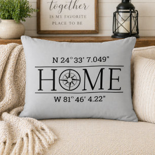 Home GPS Coordinates Accent Pillow