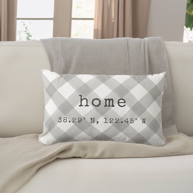 "Home" Grey & White Custom Coordinates Lumbar Cushion (Creator Uploaded)