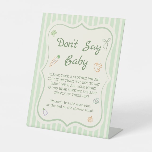 Home Grown Baby Shower Don't Say Baby Game Pedestal Sign (Front)
