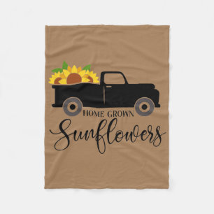 Home Grown Sunflowers Cute Truck Fleece Blanket