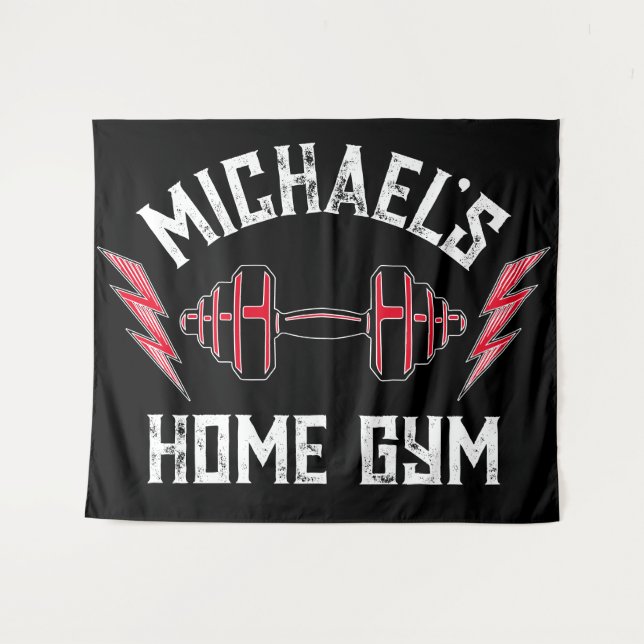 Home Gym Weight Lifting Personalised Fitness Flag Tapestry (Front (Horizontal))