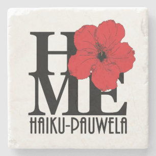 HOME Haiku-Pauwela Red Hibiscus Stone Coaster