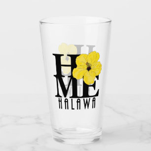 HOME Halawa Hawaii Yellow Hibiscus Glass
