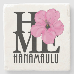HOME Hanamaulu Hawaii Pink Stone Coaster