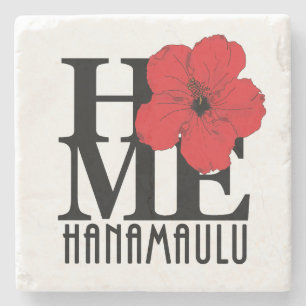 HOME Hanamaulu Red Hibiscus Stone Coaster