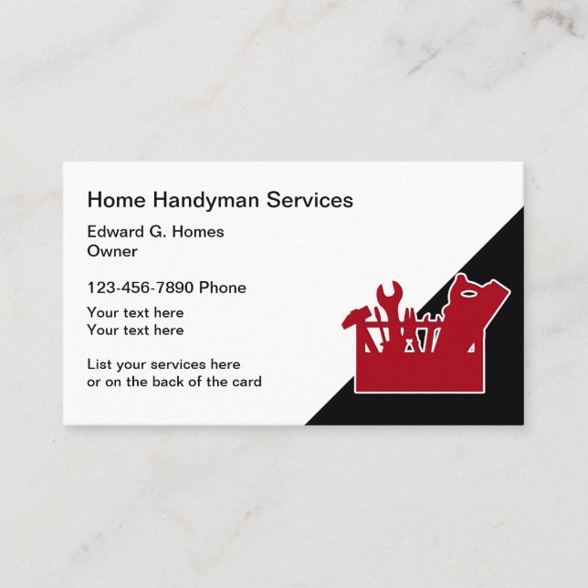 Home Handyman Modern Business Card (Front)