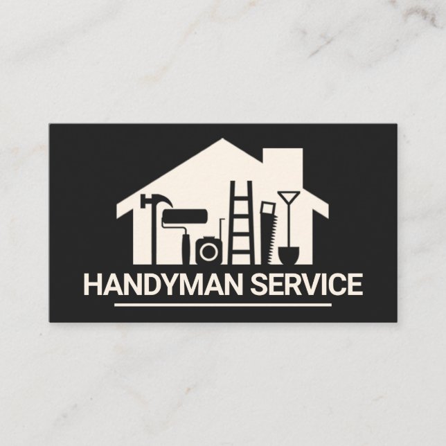 Home Handyman Tools Silhouette  Business Card (Front)