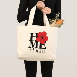 HOME Hawaii Red Hibiscus Large Tote Bag