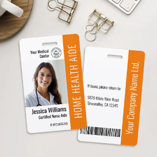 Home Health Aide Certified Nurse Aide Photo ID Bad ID Badge
