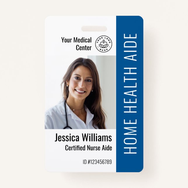 Home Health Aide Certified Nurse Aide Photo ID ID Badge (Front)