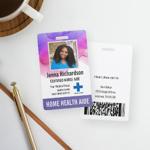 Home Health Aide / Certified Nurse Aide Photo ID ID Badge