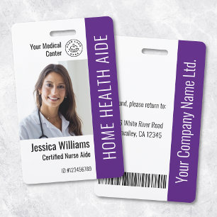 Home Health Aide Certified Nurse Aide Photo ID ID Badge