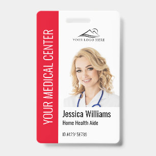 Home Health Aide Medical Photo ID Red Badge