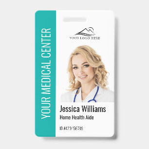 Home Health Aide Medical Photo ID Teal Badge