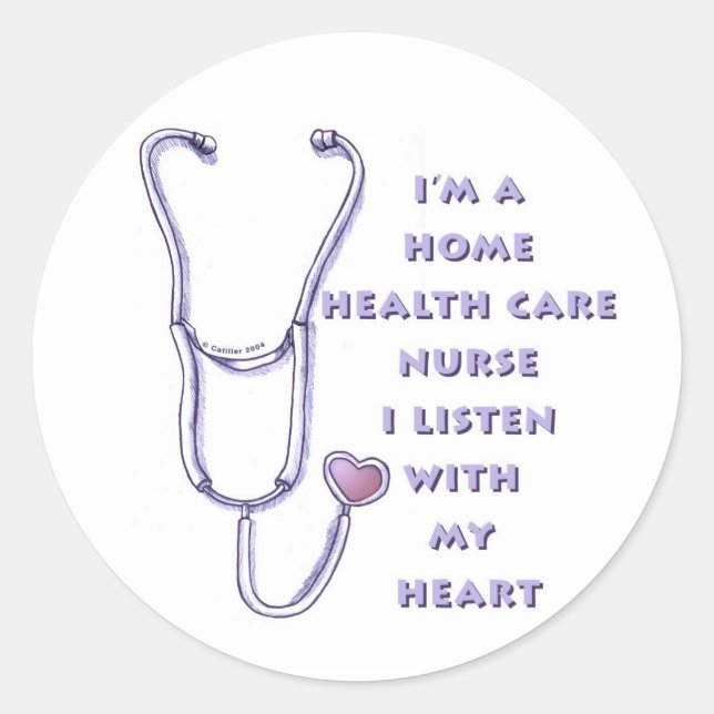 Home Health Care Nurse Heart Classic Round Sticker (Front)