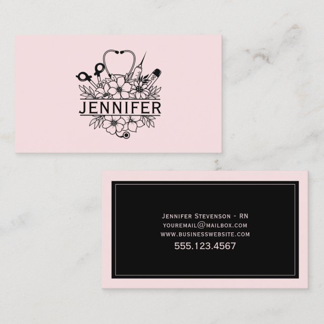 Home Health Care Nurse Service Business Card (Front/Back)