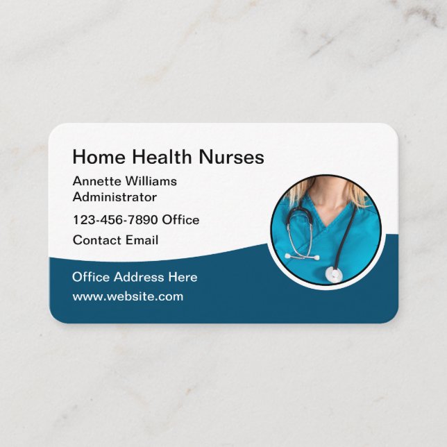 Home Health Modern Medical Nurse Business Cards  (Front)