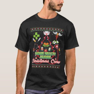 Home Health Nurse Christmas Crew Tree Stethoscope T-Shirt