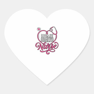 Home Health Nurse Pink Stethoscope Shirt Design_1 Heart Sticker