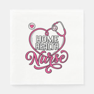 Home Health Nurse Pink Stethoscope Shirt Design_1 Napkin