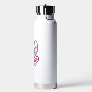 Home Health Nurse Pink Stethoscope Shirt Design_1 Water Bottle