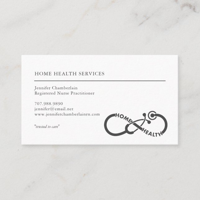 Home Health Nurse Services Stethoscope Business Card (Front)