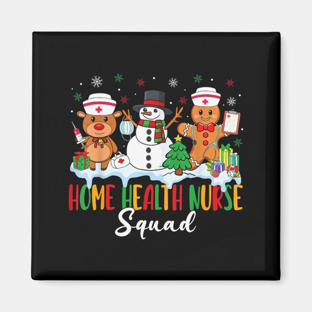 Home Health Nurse Squad Reindeer Gingerbread Chris Magnet (Front)