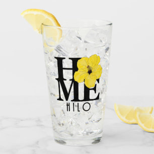 HOME Hilo Hawaii Yellow Hibiscs Glass