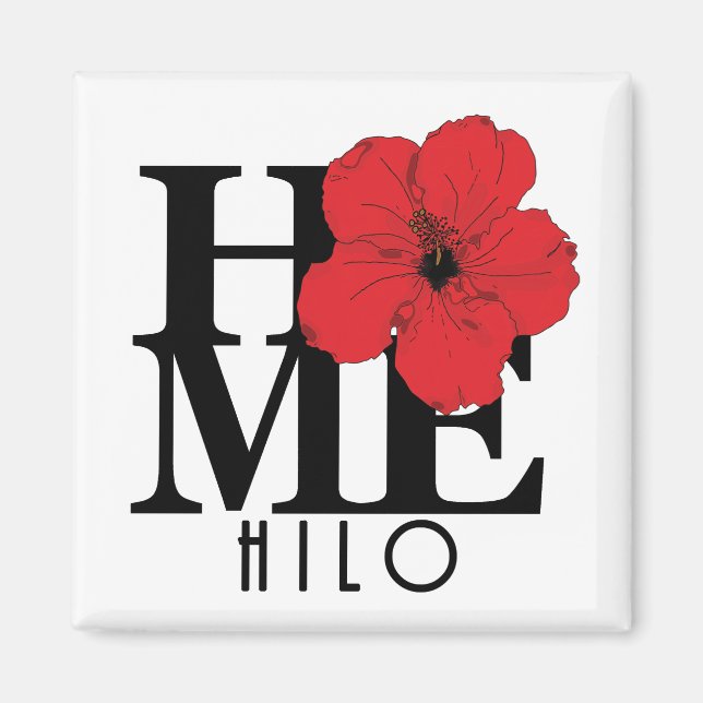 HOME Hilo Red Hibiscus Magnet (Front)