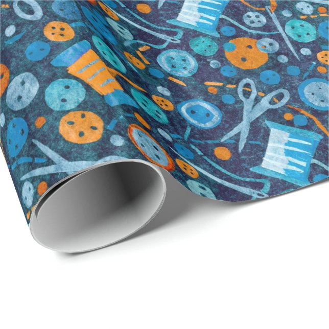 Home Hobby Sewing Craft Paper Collage Pattern Blue (Roll Corner)