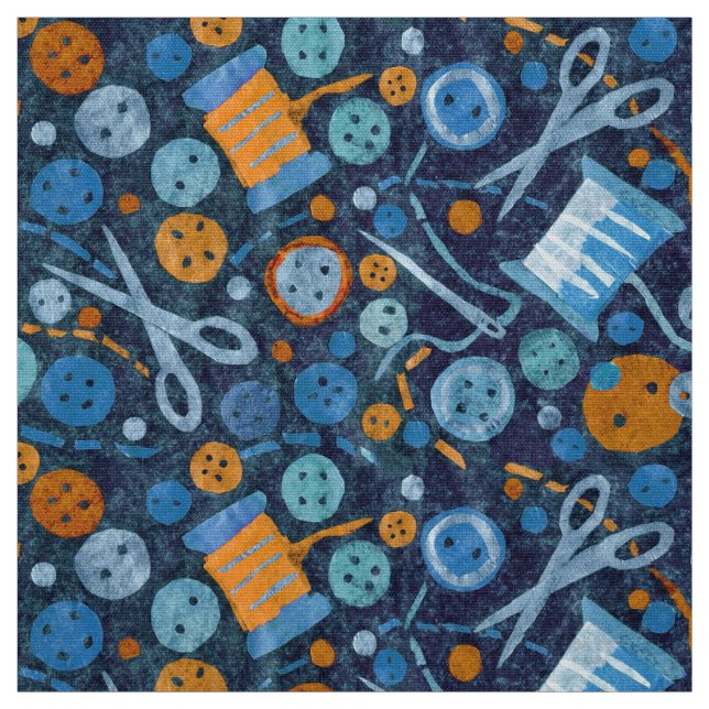 Home Hobby Sewing Craft Paper Collage Pattern Blue Fabric (Swatch)