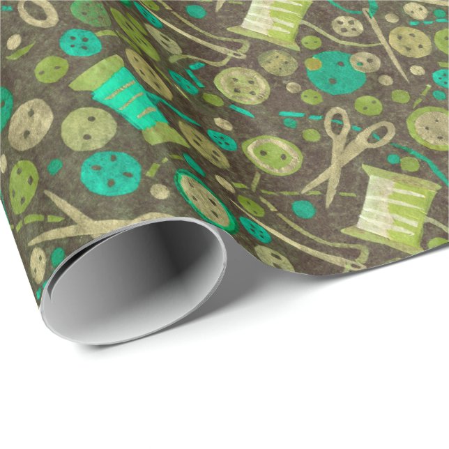 Home Hobby Sewing DIY Paper Collage Pattern Green (Roll Corner)
