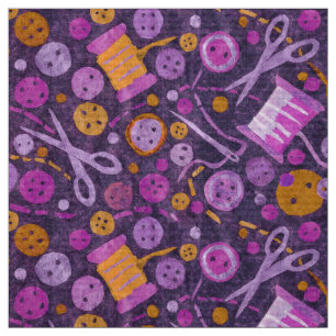 Home Hobby Sewing Supplies Collage Pattern Purple Fabric