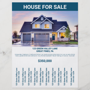 Home House For Sale By Owner Flyer Tear Off Strips