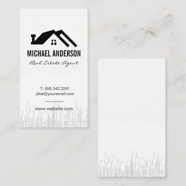Home Icon | City Skyline  Business Card (Front/Back)