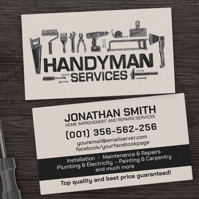 Home improvement and repair handyman services business card (Creator Uploaded)