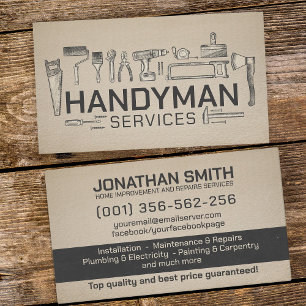 Home improvement and repair handyman services business card