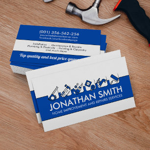 Home improvement and repair services -blue business card