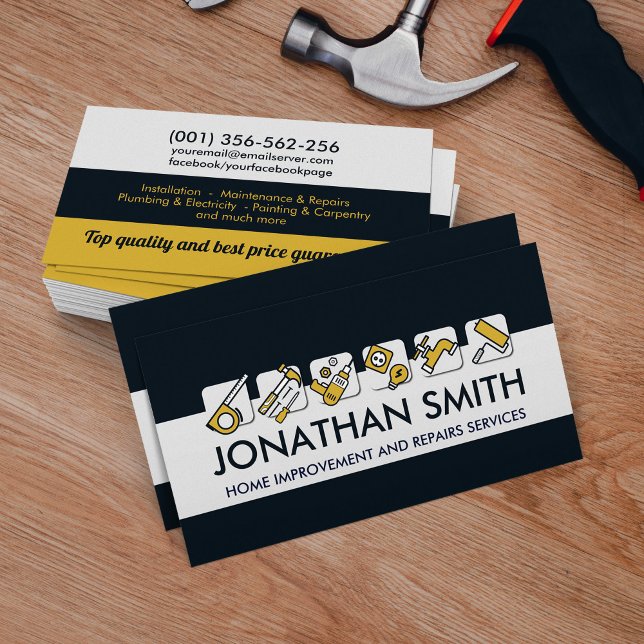 Home improvement and repair services  business car business card (Creator Uploaded)